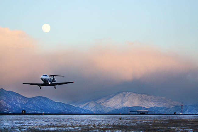 Moonlit flight at Rifle Garfield County airport